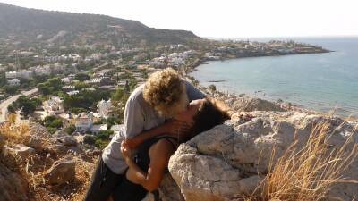 Beautiful Teen Couple In Love Passionately Kissing Above The Sea On Crete Island - upornia.com