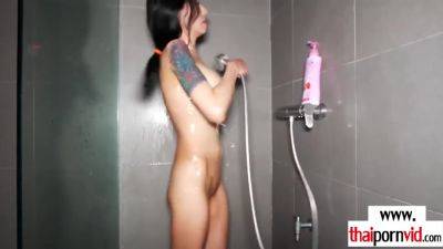 Skinny Amateur Thai Milf Beam Preparing Her Pussy For A Big White Cock - hclips.com - Thailand