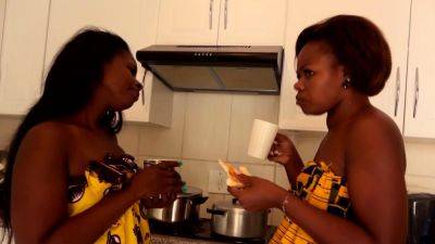 Black Lesbian MILF Couple Feeding Dildo - drtuber.com
