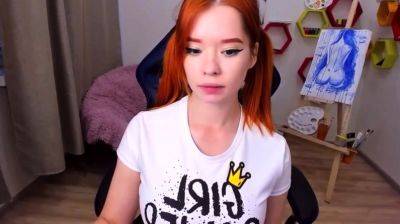 Kinky redhead teen with big naturals on webcam - masturbatio - drtuber.com